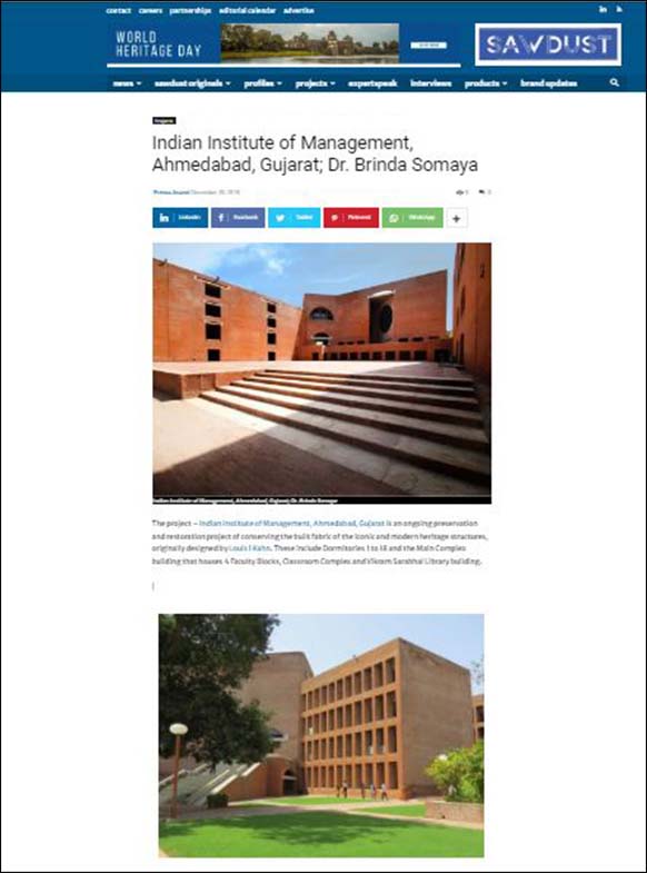 Indian Institute of Management, Ahmedabad, Gujarat; Dr. Brinda Somaya - Sawdust